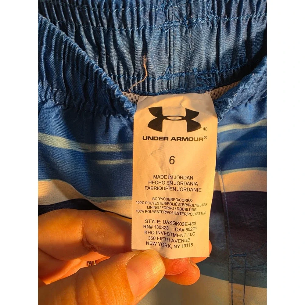 Under Armour Boys Blue Ombre Stripe Swim Trunks Board Shorts Size 6 UASGK03E-430